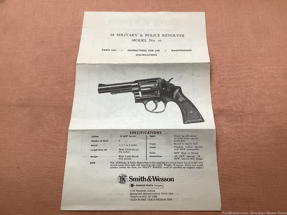 Smith & Wesson Model 10 Vintage Owners Manual.-img-0