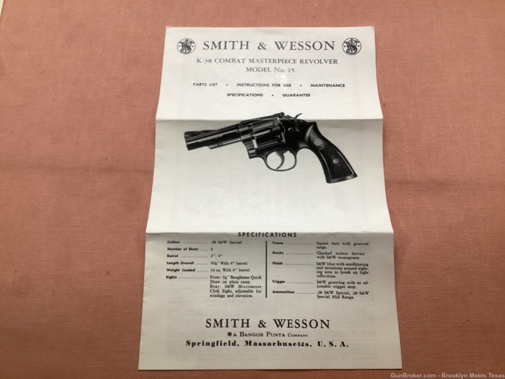 Smith & Wesson Model 15 Vintage Owners Manual.-img-0