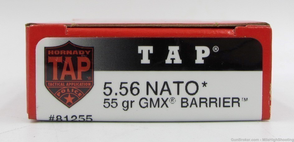 20 Rounds: Hornady TAP 55 Grain 5.56 NATO GMX BARRIER #81255-img-0