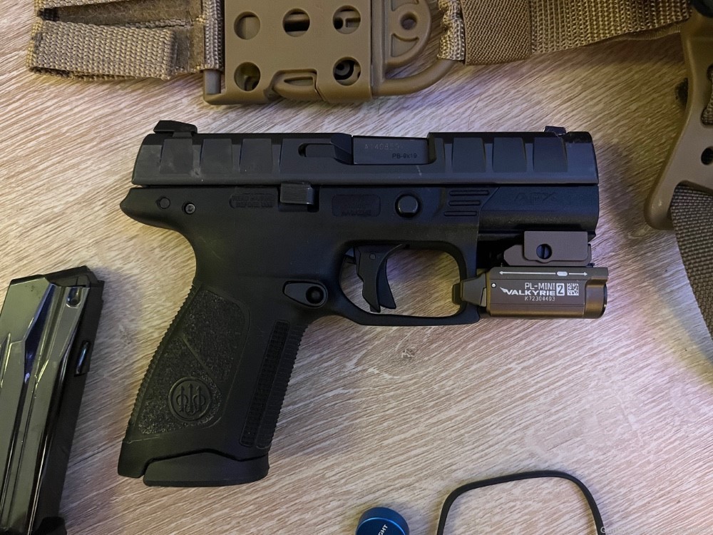 Beretta APX Centurion, custom drop leg holster, olight light-img-1