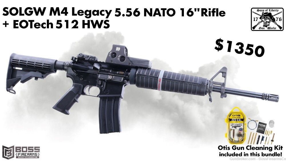 SOLGW M4 Legacy 5.56 NATO 16" Rifle w/EOTech 512+Otis Cleaning Kit Bundle!-img-0