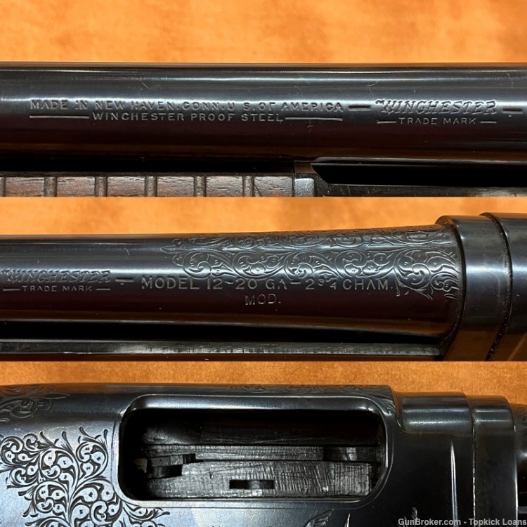 1949 Winchester Model 12 28" Engraved 20GA Pump Shotgun-img-3