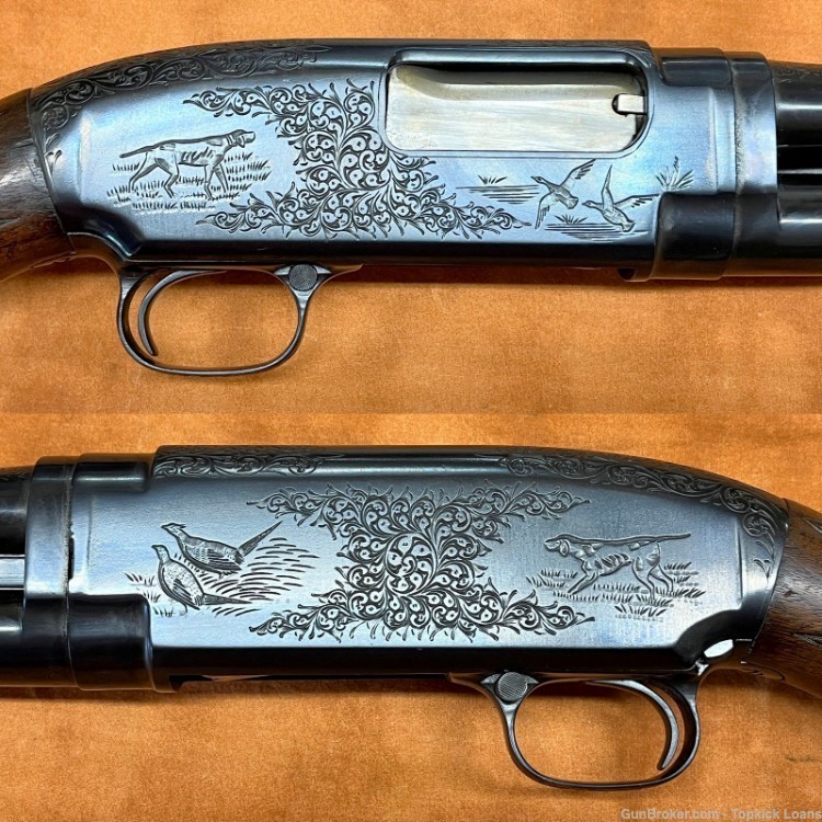 1949 Winchester Model 12 28" Engraved 20GA Pump Shotgun-img-2