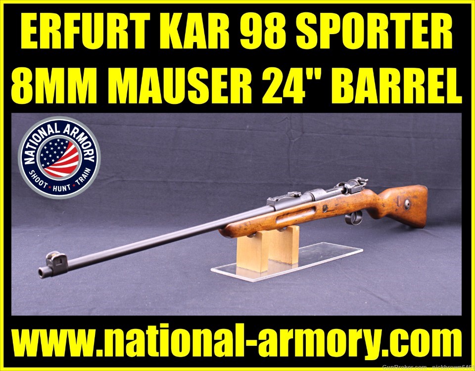 GERMAN ERFURT KAR 98 8MM MAUSER 24” BBL 5 RD CAP 1918 MFG (C&R RIFLE)-img-0