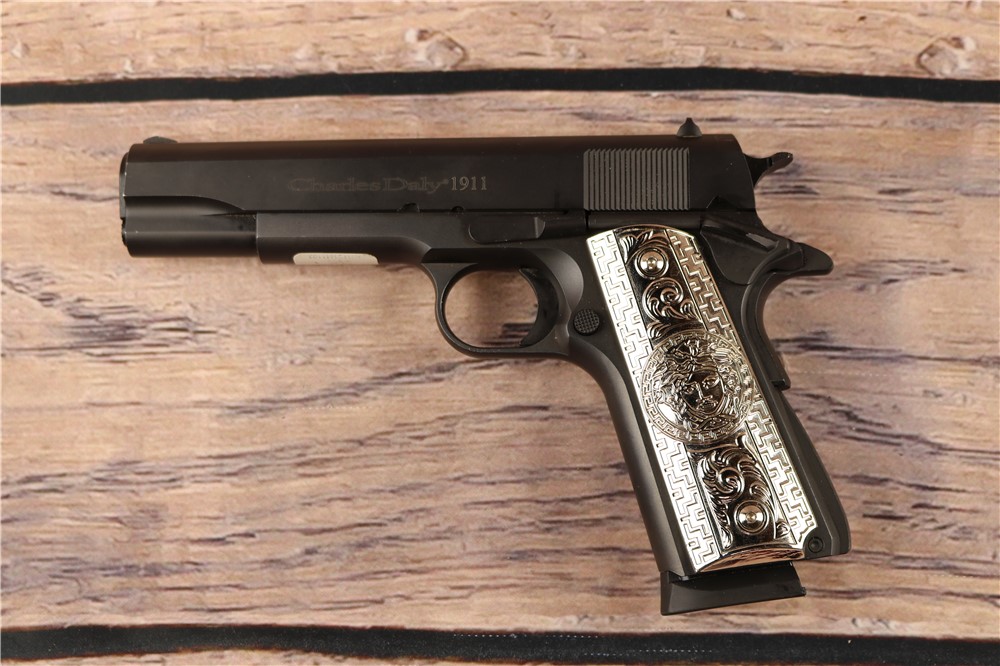 Chiapa Charles Daly 1911 9mm 5"Barrel Silver Pistol Grip Box 1 10 Round Mag-img-2