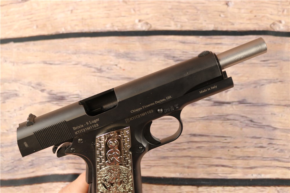 Chiapa Charles Daly 1911 9mm 5"Barrel Silver Pistol Grip Box 1 10 Round Mag-img-5
