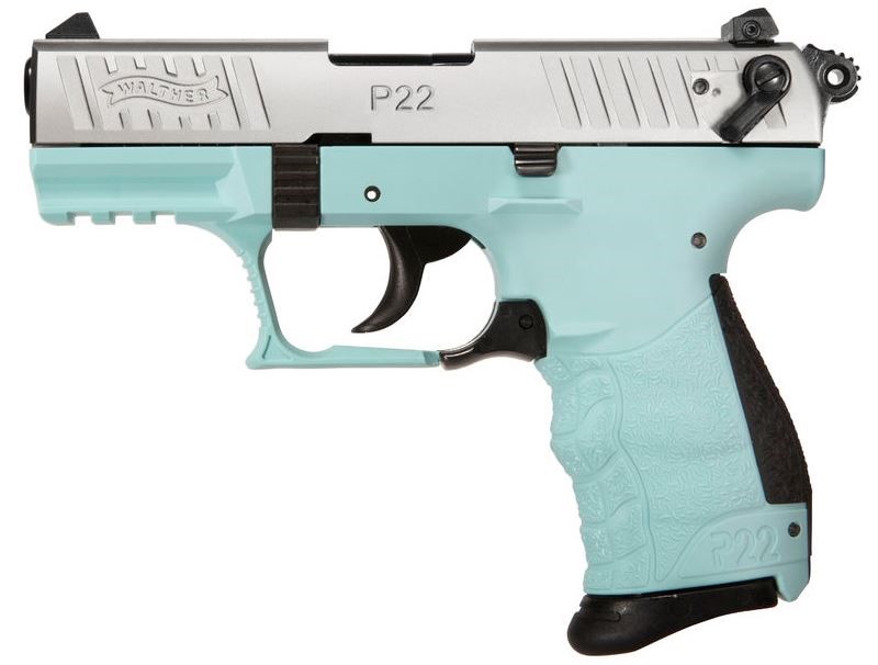 Walther P22 Handgun 22 LR - 3.42" - Nickel/Blue-img-0