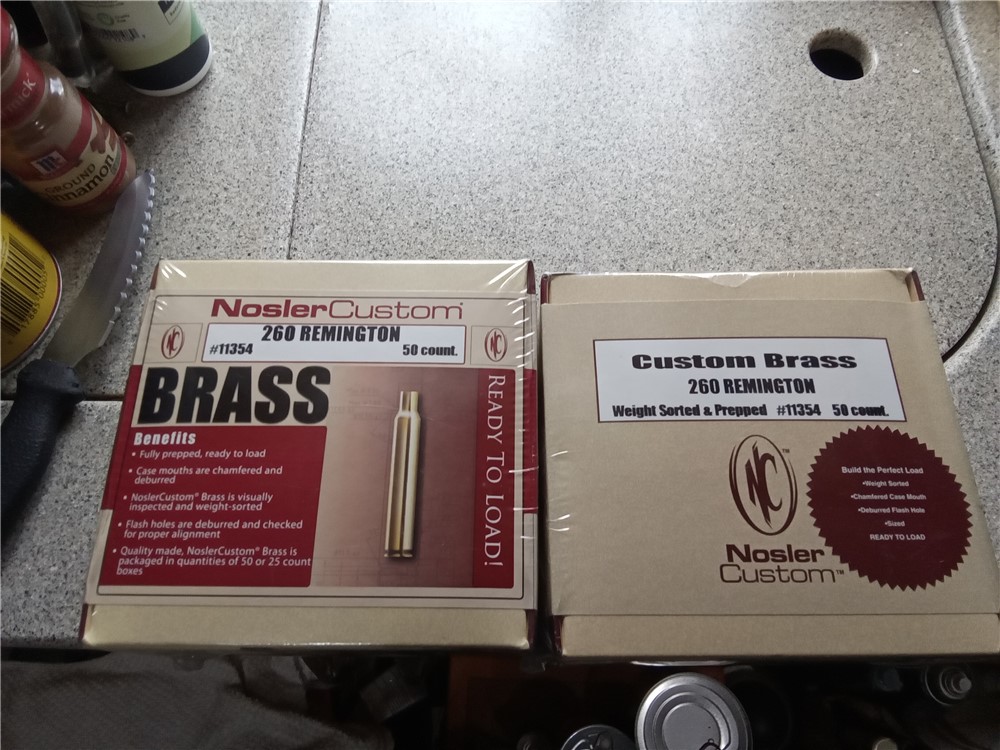2 Full new boxes-Nosler Custom brass-260 Remington-img-0