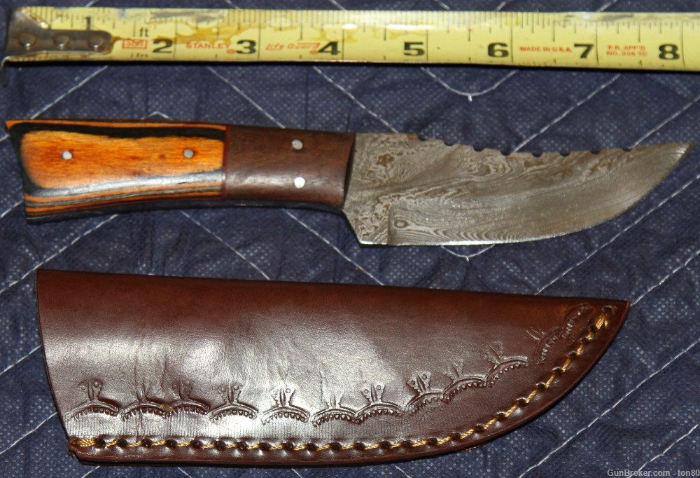 CUSTOM DAMASCUS 8.5 INCH KNIFE WITH SHEATH 6342-img-0
