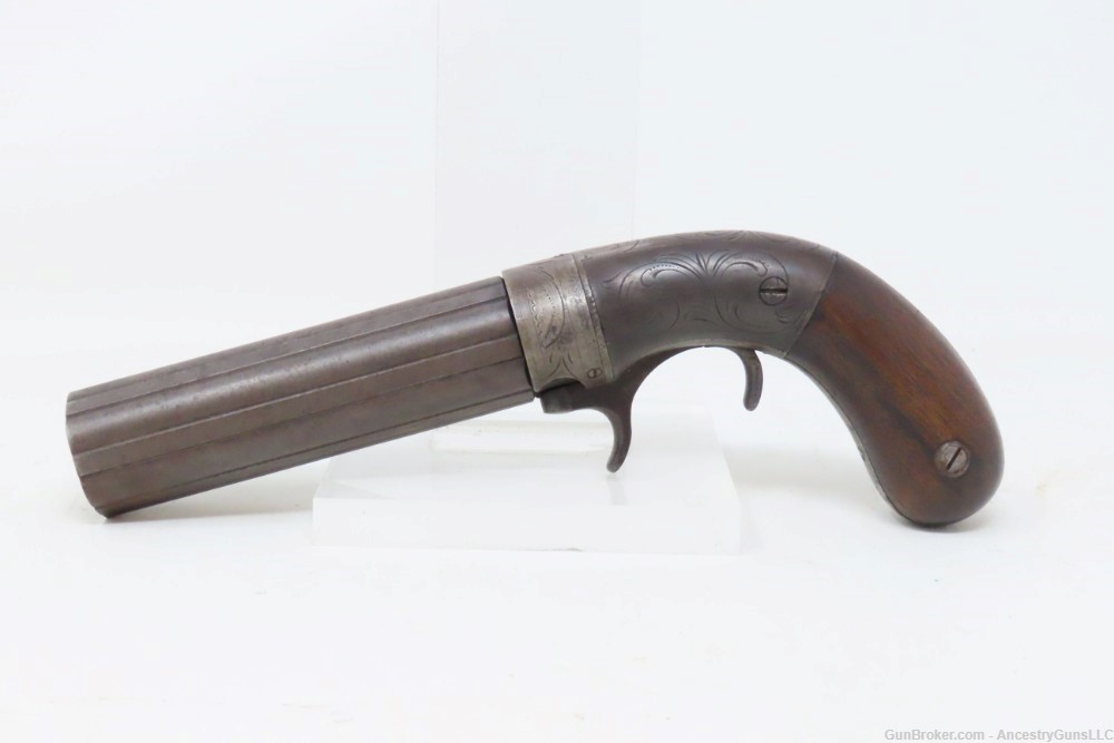 RARE ANTEBELLUM Antique BACON & CO. Percussion Underhammer PEPPERBOX Pistol-img-1