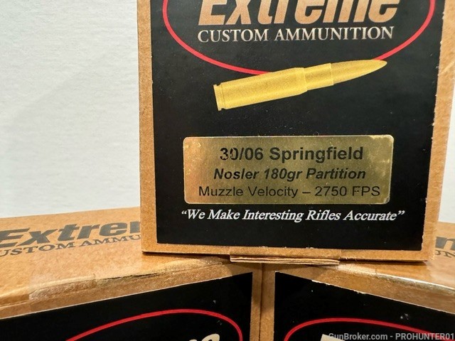 Extreme Custom Ammunition 30-06 Springfield 180gr Nosler Partition 60 Round-img-1