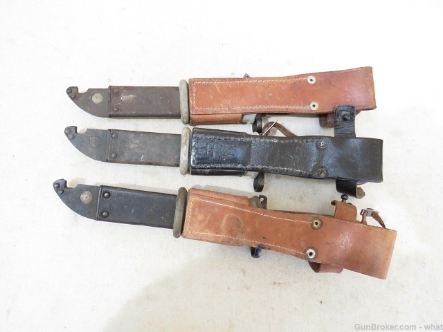 3 Romanian AKM Bayonets With Bayonet Scabbard & Leather Frog AK-47-img-2