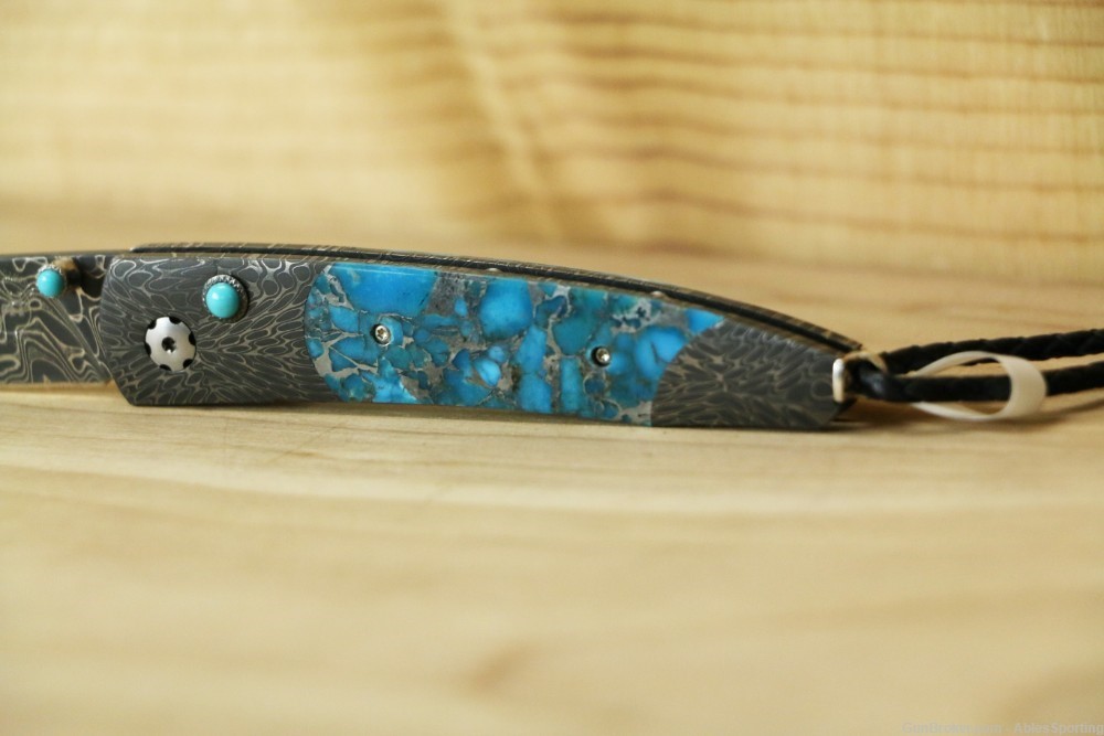 William Henry Lancet Santa Fe, Damascus and Zinc Matrix Turquoise, NIB-img-4