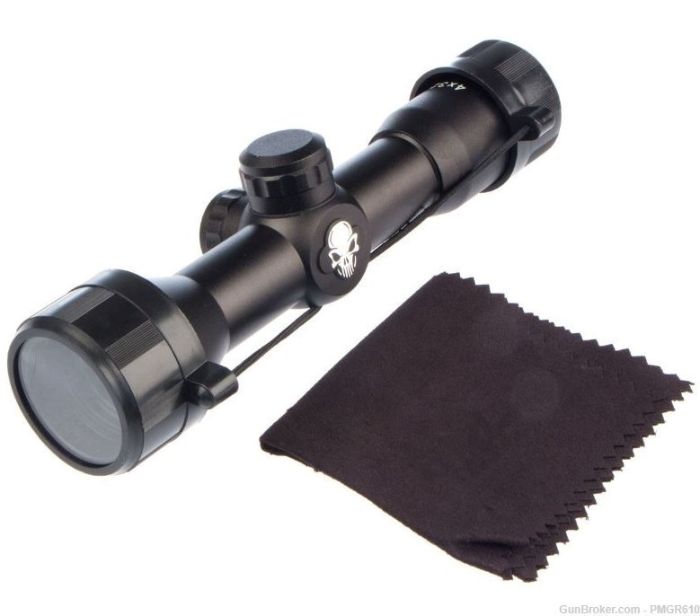 SKULL 4X32 COMPACT ZIP FOCUS SCOPE WITH MILDOT RETICLE & 1” RINGS NEW      -img-2