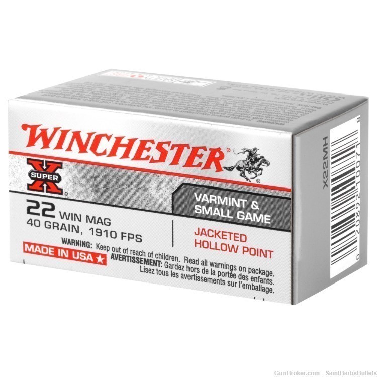 Winchester Super X .22 WMR 40 Grain Jacketed Hollow Point - 50 Rounds-img-1