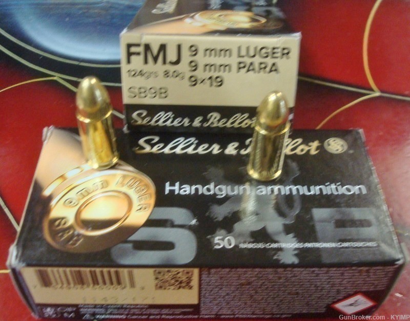 200 Sellier & Bellot 9mm FMJ 124 grain Factory NEW BRASS ammo-img-1