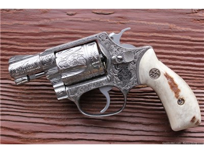 S&W Model 60 FULLY ENGRAVED Stag grips polished stainless