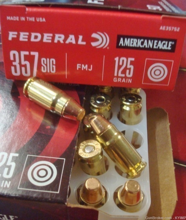 100 Federal American Eagle 125 gr TMJ 357 SIG new ammo AE357S2-img-3