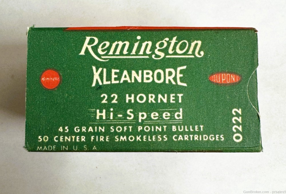 Full box Remington Kleanbore Military Issue 22 Hornet Hi-Speed Ammunition-img-0