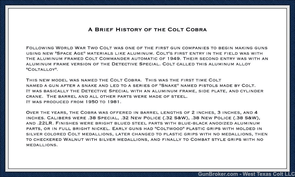 Colt Cobra Original 1975 Production Nickel 99%-img-26