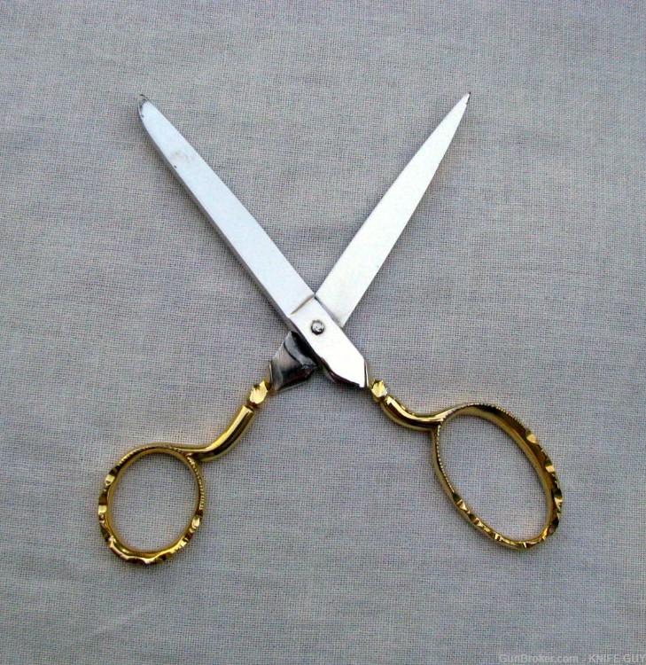  LARGE PRESENTATION CEREMONIAL HAND FORGED FRENCH CASED GOLD SCISSORS-img-9