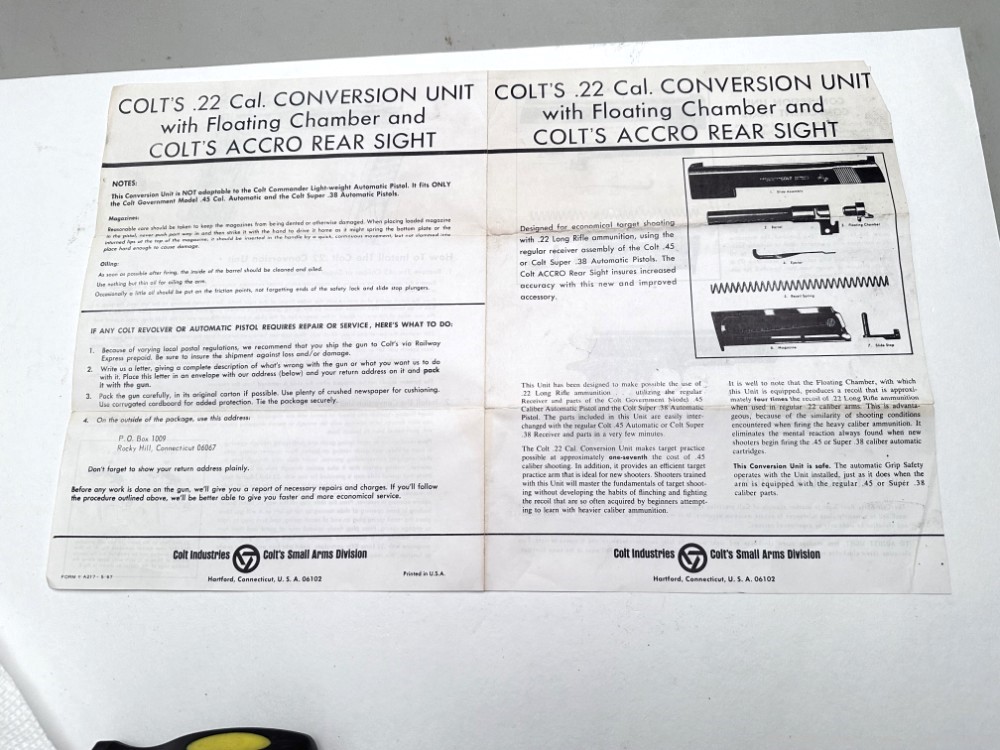 Colt .22 Conversion Unit 70-Series For the .45 and 38 Super Boxed with All -img-18