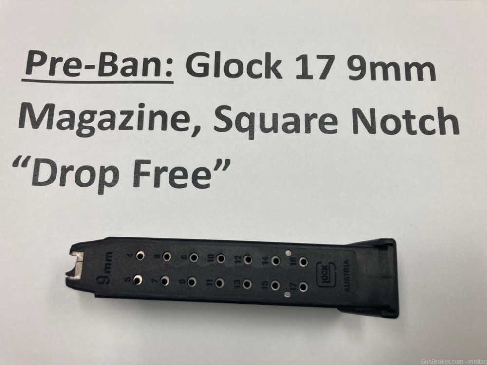 PRE-BAN Square Notch 17rd 9mm Mag – GLOCK 26 19 17 34 19X – Mass Ok!-img-0