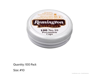 Remington #10 Percussion Caps Black Powder No.10 remington 100 count 