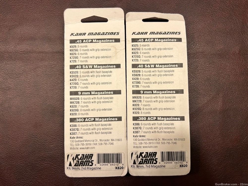 (2) Kahr K-9mm 7rd Mags, New, K820-img-2