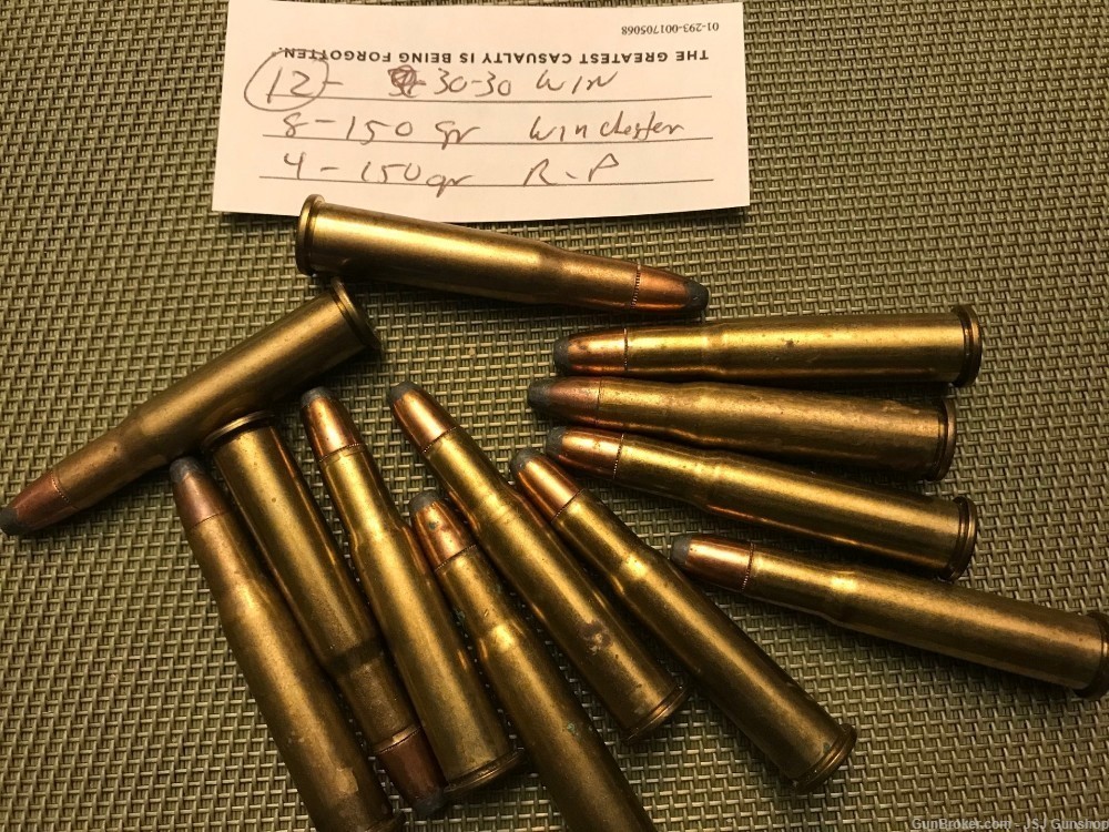 30-30 ammunition 150 grain 12 pieces R-P and Win-img-0