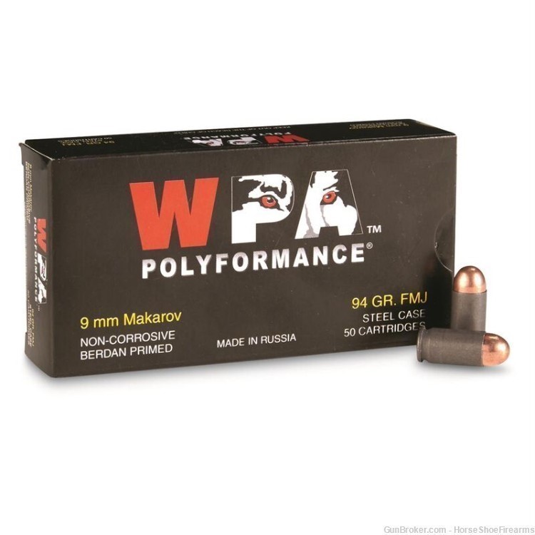 Wolf Polyformance 9x18 Makarov 94 GR FMJ Steel Case 50/box-img-0