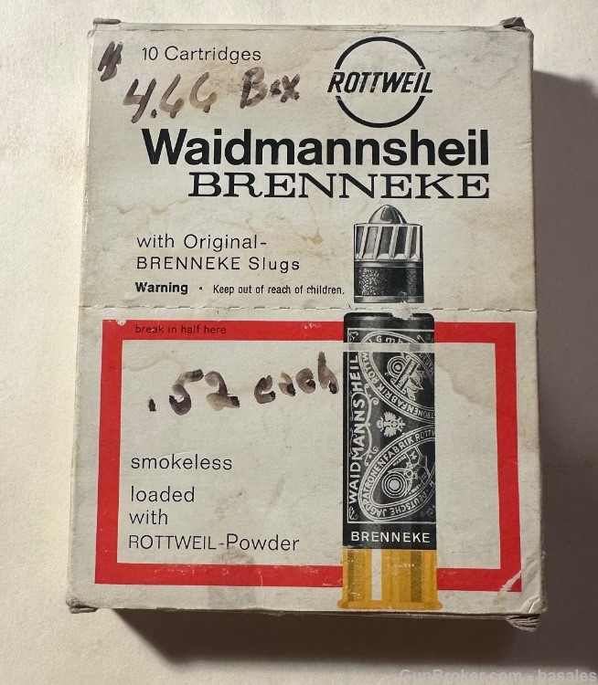 Vintage Brenneke Waidmannsheil Rottweil 16 Gauge Slugs 70mm 10 Rounds -img-1