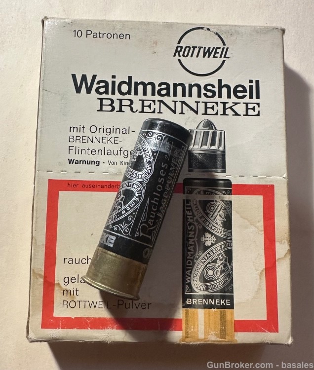 Vintage Brenneke Waidmannsheil Rottweil 16 Gauge Slugs 70mm 10 Rounds -img-6