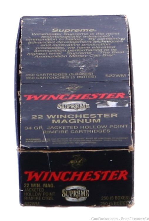 Winchester Supreme .22 WMR 34gr JHP Lot of 250- New Old Stock (JFM)-img-0