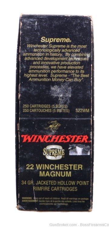 Winchester Supreme .22 WMR 34gr JHP Lot of 250- New Old Stock (JFM)-img-1