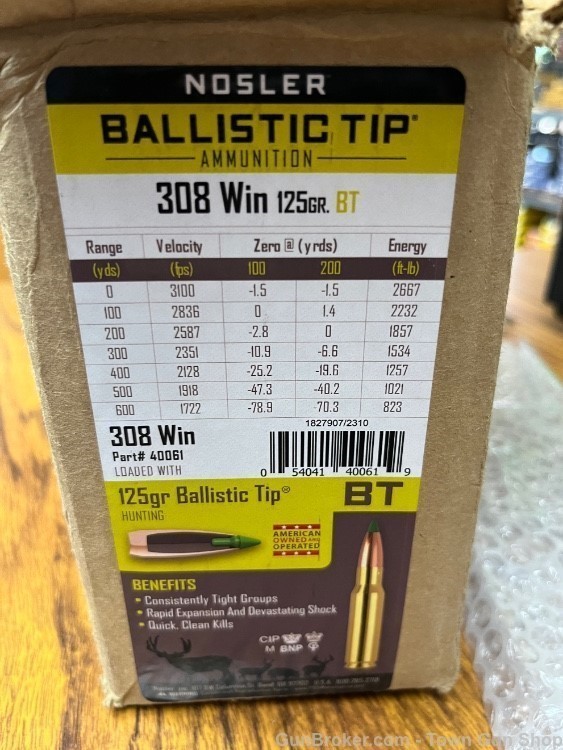 Nosler 308 Win 125Grain Ballistic Tip 200 Round Case #40061-img-2