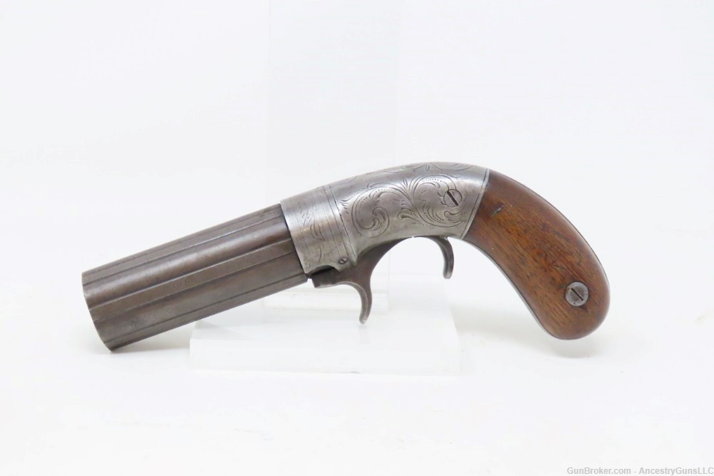 RARE ANTEBELLUM Antique BACON & CO. Percussion Underhammer PEPPERBOX Pistol-img-1