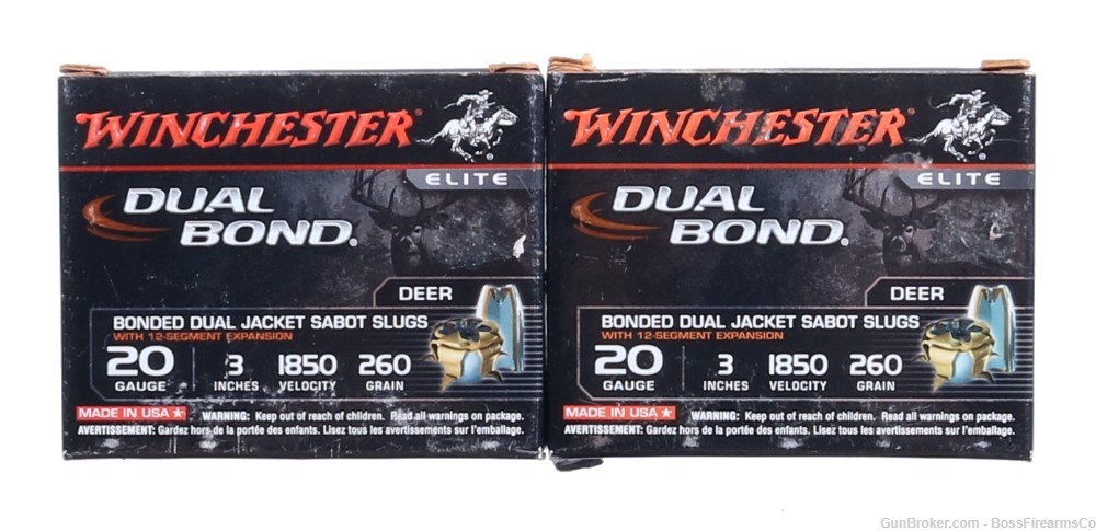 Winchester Dual Bond 20ga 3" Jacketed Slugs Lot of Ten- New Old Stock (JFM)-img-0