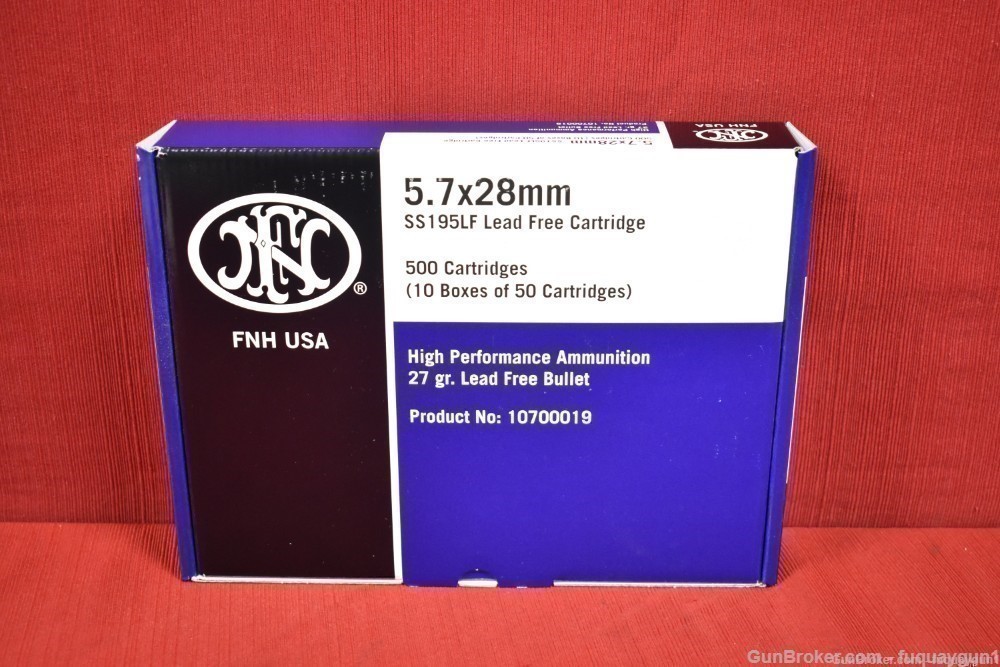 FN 5.7x28 27gr SS195LF LEAD FREE Ammo JHP HOLLOW POINT 10700019 500 RD CASE-img-1