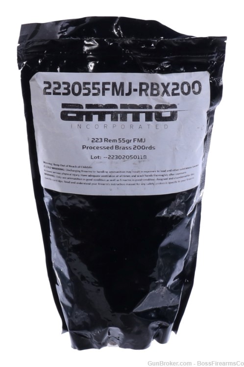 Ammo Inc. .223 Rem 55gr FMJ Bag of 200 223055FMJ-RBX200 (JFM)-img-0