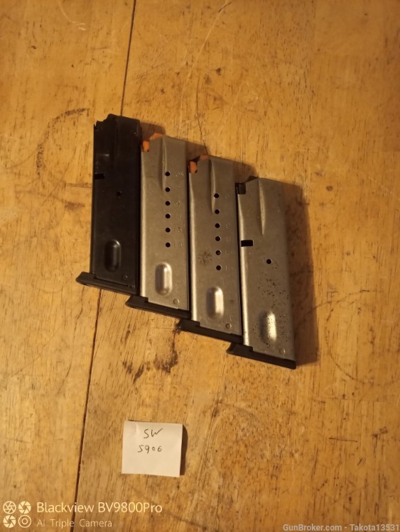 4 Factory S&W 15rd 9mm Magazines for S&W 59, 459, 659, 5903, 5904, 5906, +-img-0