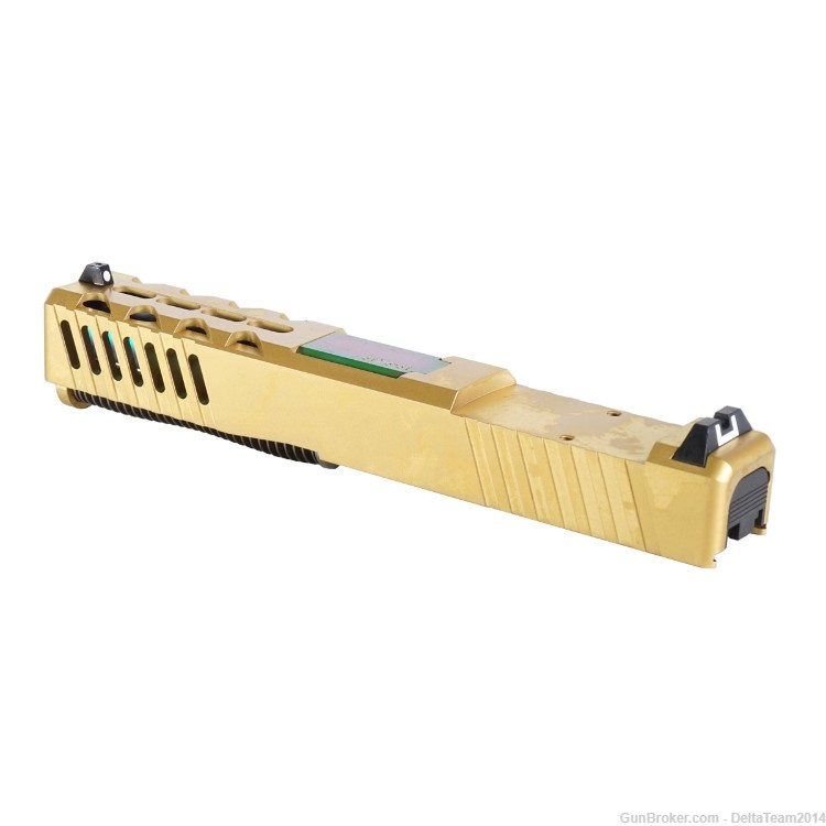 Complete Assembled Optic Ready Slide for Glock 19 Gen 3, PVD Gold & Rainbow-img-3