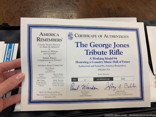 The George Jones Tribute Rifle Winchester 93AE 30-30 NO 52 of 300-img-13