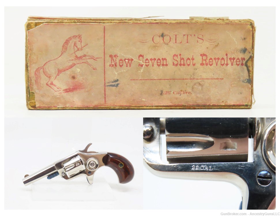 Very Nice FACTORY BOXED Antique COLT NEW LINE .22 RF Pocket Revolver 7-SHOT-img-0