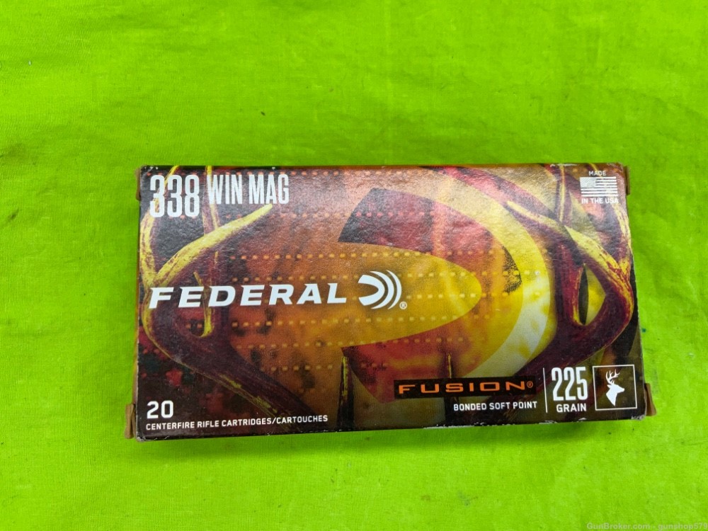 Federal Fusion 338 Winchester Magnum 20 Rounds 225 Grain Bonded Soft Point-img-1