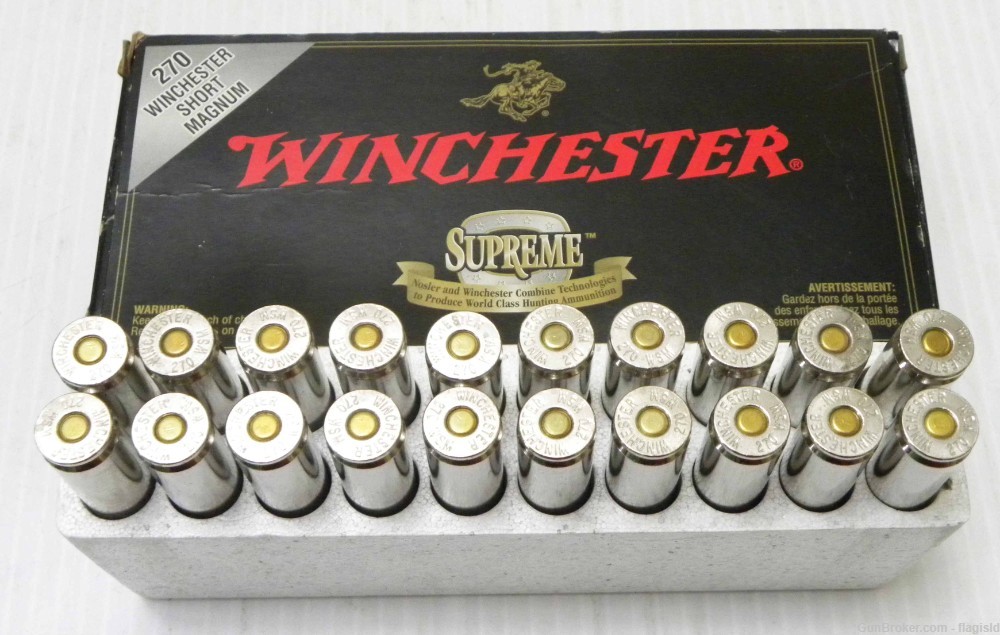 Full 20 Rd Box of Winchester Supreme 270 WSM 150 Gr Ballistic Silvertip-img-1