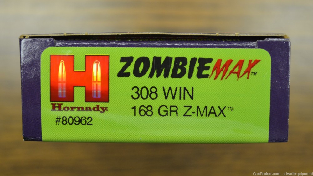 Hornady Zombie Max 308 Winchester Ammo 168 Grain Hornady Z-Max Polymer Tip -img-3