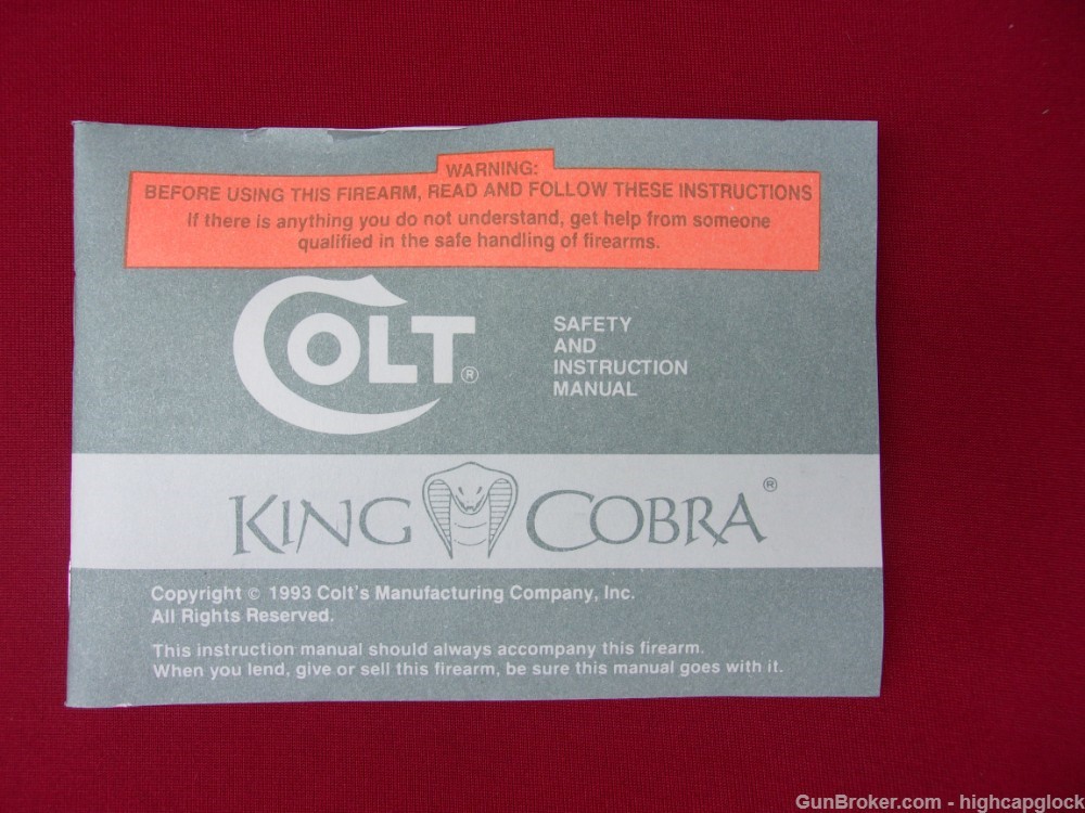 Colt King Cobra .357 Mag 4" Stainless Revolver 1994 SO NICE w/ Box $1START-img-27