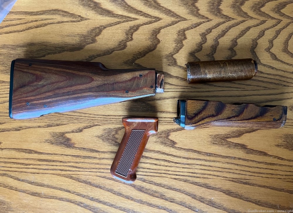 Polish laminated Milled receiver AK-47 stock set with Fat Bakelite Grip-img-0