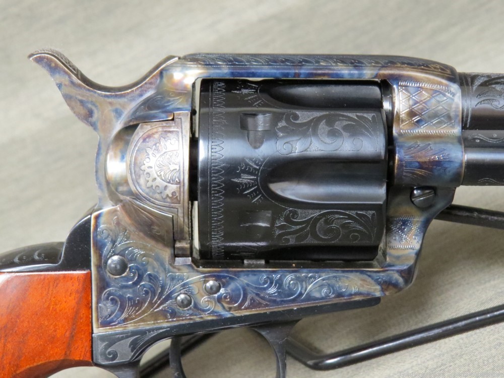 Consecutive Pair Taylor's Uberti Engraved 1873 Cattleman .45 LC Revolver-img-12